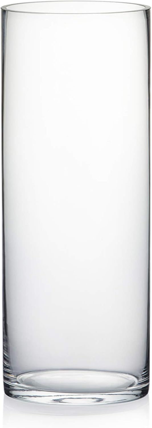 WGV Quality Thick Cylinder Vase, Width 6", Height 8", Clear Glass Container Terrarium Candle Holder for Wedding Centerpiece, Event, Home Decor, 1 Piece - Grand Goldman