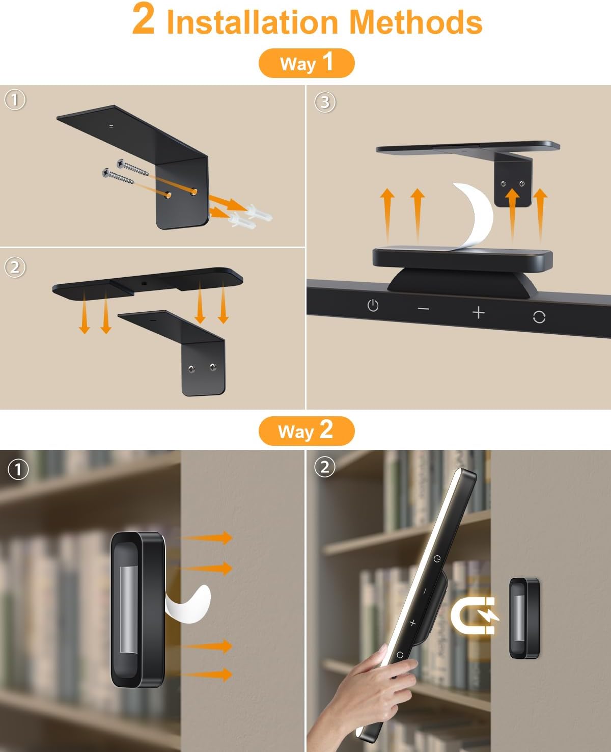 WILLED 3W Picture Lights for Wall, Rechargeable Battery Operated Picture Light, Wireless Wall Light with Remote, Dimmable & Timer Art Lighting for Paintings Wireless, Magnetic Gallery Light, Black - Grand Goldman