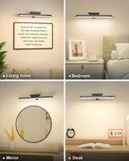 WILLED 3W Picture Lights for Wall, Rechargeable Battery Operated Picture Light, Wireless Wall Light with Remote, Dimmable & Timer Art Lighting for Paintings Wireless, Magnetic Gallery Light, Black - Grand Goldman