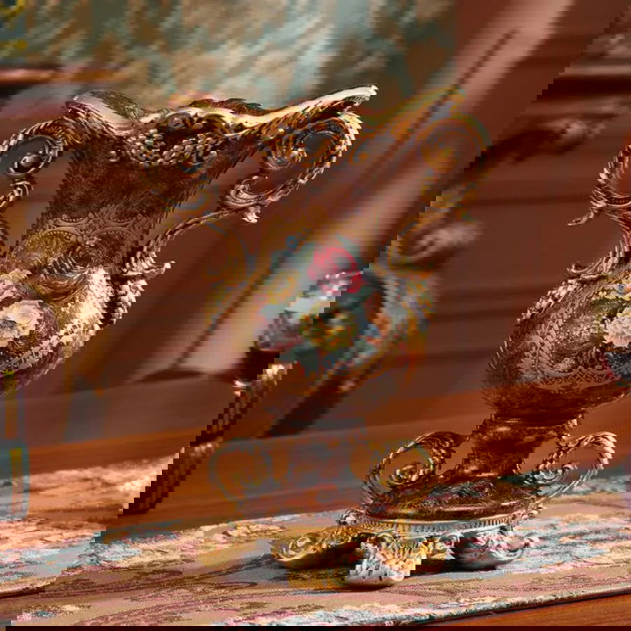 WINDSOR European Royal Resin Vase 30cm, Hand-Painted Victorian Style Floral Amphora Design Urn for Vintage Vessel Home Living Room Kitchen High End Office Decor - Grand Goldman