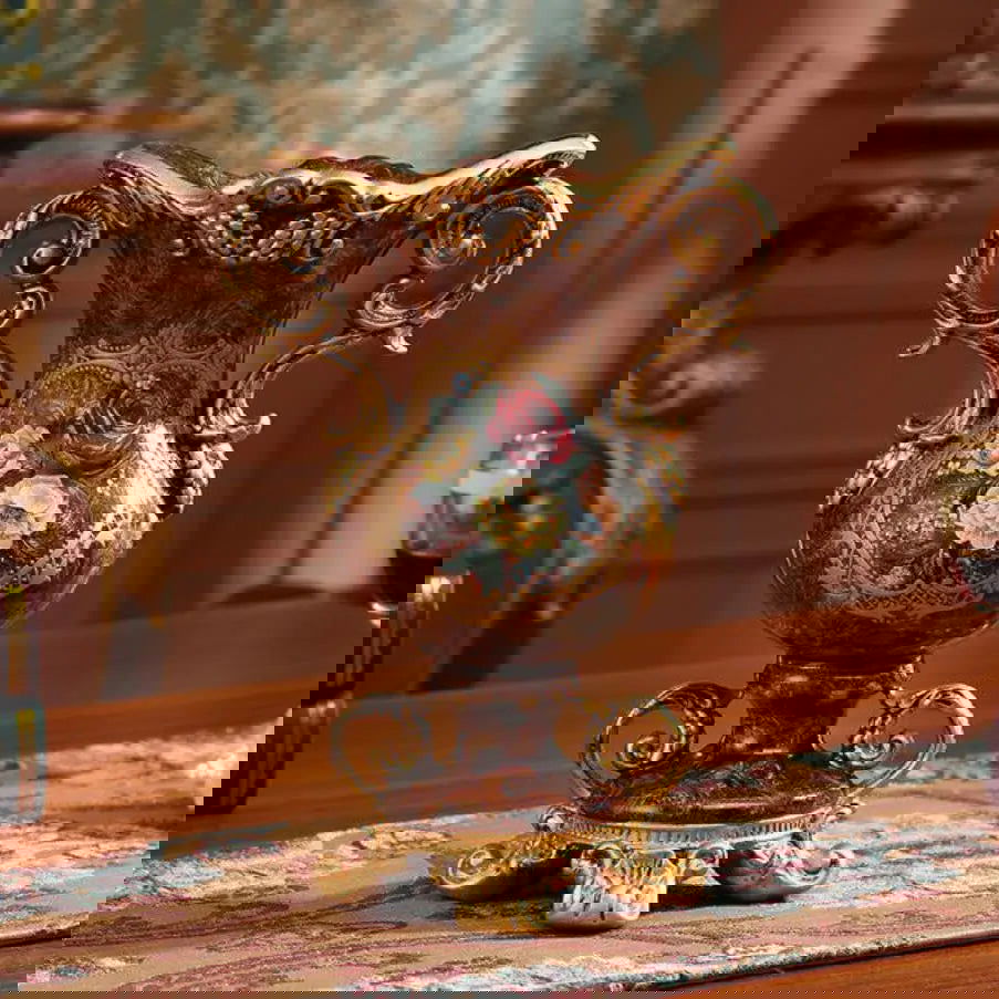 WINDSOR European Royal Resin Vase 30cm, Hand-Painted Victorian Style Floral Amphora Design Urn for Vintage Vessel Home Living Room Kitchen High End Office Decor - Grand Goldman