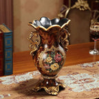 WINDSOR European Royal Resin Vase 30cm, Hand-Painted Victorian Style Floral Amphora Design Urn for Vintage Vessel Home Living Room Kitchen High End Office Decor - Grand Goldman