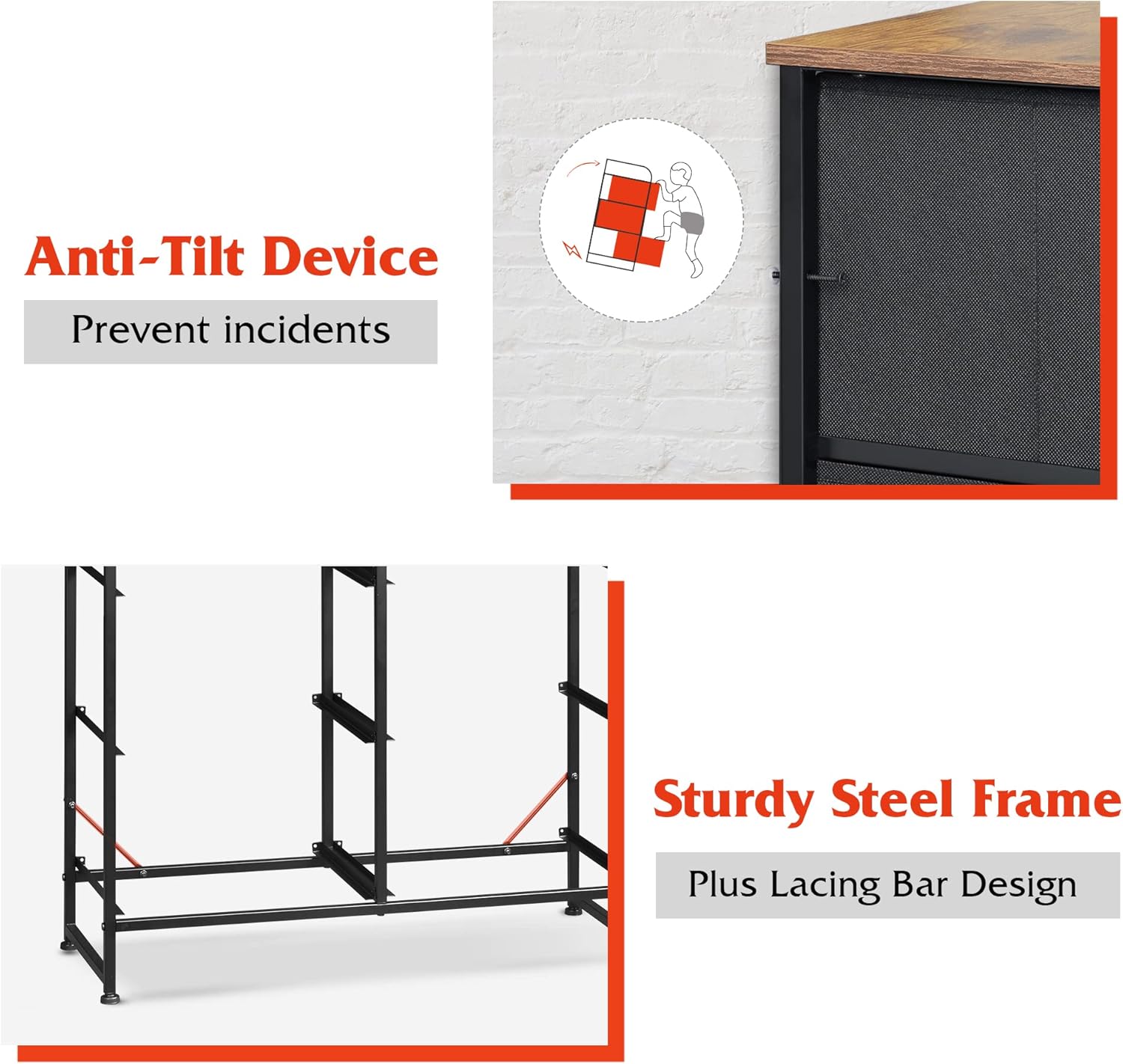 WLIVE 6 Drawer Dresser for Bedroom, Fabric Double Dresser, Storage Tower with Fabric Bins, Chest of Drawers for Closet, Living Room, Hallway, Rustic Brown Wood Grain Print - Grand Goldman