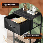 WLIVE Black Nightstand, Bedside Table with Fabric Storage Drawer, Open Wood Shelf, Bed Side Table, Night Stand for Bedroom Furniture, End Table for Living Room, Dorm, Entryway, 25.03" Height - Grand Goldman