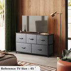WLIVE Dresser for Bedroom with 5 Drawers, Wide Chest of Drawers, Fabric Dresser, Storage Organizer Unit with Fabric Bins for Closet, Living Room, Hallway, Dark Grey - Grand Goldman