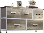 WLIVE Dresser for Bedroom with 5 Drawers, Wide Chest of Drawers, Fabric Dresser, Storage Organizer Unit with Fabric Bins for Closet, Living Room, Hallway, Dark Grey - Grand Goldman