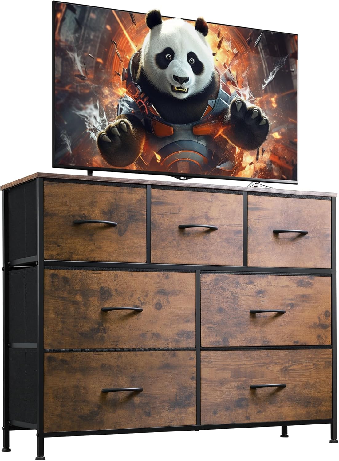 WLIVE Dresser with 7 Drawers, Dressers for Bedroom, Fabric Storage Tower, Hallway, Entryway, Closets, Sturdy Steel Frame, Wood Top, Easy Pull Handle, White - Grand Goldman