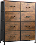 WLIVE Fabric Dresser for Bedroom, Tall Dresser with 8 Drawers, Storage Tower with Fabric Bins, Double Dresser, Chest of Drawers for Closet, Living Room, Hallway, Dark Gray - Grand Goldman