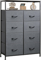 WLIVE Fabric Dresser for Bedroom, Tall Dresser with 8 Drawers, Storage Tower with Fabric Bins, Double Dresser, Chest of Drawers for Closet, Living Room, Hallway, Dark Gray - Grand Goldman