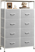 WLIVE Fabric Dresser for Bedroom, Tall Dresser with 8 Drawers, Storage Tower with Fabric Bins, Double Dresser, Chest of Drawers for Closet, Living Room, Hallway, Dark Gray - Grand Goldman
