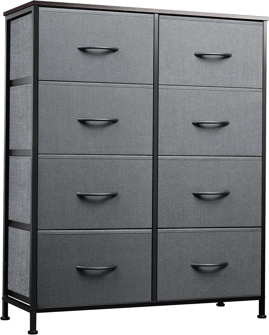 WLIVE Fabric Dresser for Bedroom, Tall Dresser with 8 Drawers, Storage Tower with Fabric Bins, Double Dresser, Chest of Drawers for Closet, Living Room, Hallway, Dark Gray - Grand Goldman