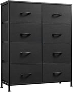 WLIVE Fabric Dresser for Bedroom, Tall Dresser with 8 Drawers, Storage Tower with Fabric Bins, Double Dresser, Chest of Drawers for Closet, Living Room, Hallway, Dark Gray - Grand Goldman