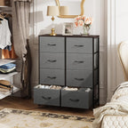 WLIVE Fabric Dresser for Bedroom, Tall Dresser with 8 Drawers, Storage Tower with Fabric Bins, Double Dresser, Chest of Drawers for Closet, Living Room, Hallway, Dark Gray - Grand Goldman