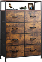 WLIVE Fabric Dresser for Bedroom, Tall Dresser with 8 Drawers, Storage Tower with Fabric Bins, Double Dresser, Chest of Drawers for Closet, Living Room, Hallway, Dark Gray - Grand Goldman