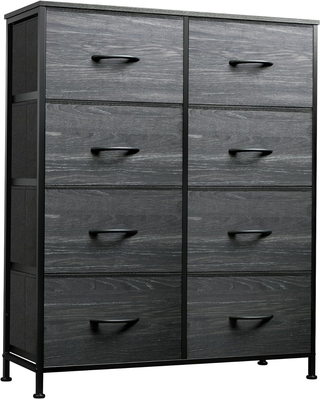 WLIVE Fabric Dresser for Bedroom, Tall Dresser with 8 Drawers, Storage Tower with Fabric Bins, Double Dresser, Chest of Drawers for Closet, Living Room, Hallway, Dark Gray - Grand Goldman