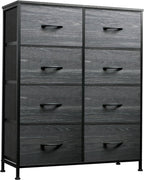 WLIVE Fabric Dresser for Bedroom, Tall Dresser with 8 Drawers, Storage Tower with Fabric Bins, Double Dresser, Chest of Drawers for Closet, Living Room, Hallway, Dark Gray - Grand Goldman