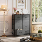 WLIVE Fabric Dresser for Bedroom, Tall Dresser with 8 Drawers, Storage Tower with Fabric Bins, Double Dresser, Chest of Drawers for Closet, Living Room, Hallway, Dark Gray - Grand Goldman