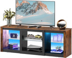 WLIVE LED TV Stand for 65-Inch TV, 58-Inch Entertainment Center with Adjustable Glass Shelves, Modern Media Console for Living Room & Bedroom, Black - Grand Goldman