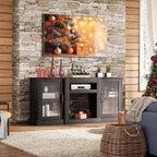 WLIVE Retro TV Stand for 65 inch TV, TV Console Cabinet with Storage, Open Shelves Entertainment Center for Living Room and Bedroom, Black - Grand Goldman