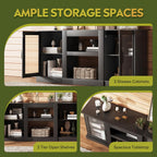 WLIVE Retro TV Stand for 65 inch TV, TV Console Cabinet with Storage, Open Shelves Entertainment Center for Living Room and Bedroom, Black - Grand Goldman