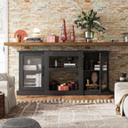 WLIVE Retro TV Stand for 65 inch TV, TV Console Cabinet with Storage, Open Shelves Entertainment Center for Living Room and Bedroom, Black - Grand Goldman