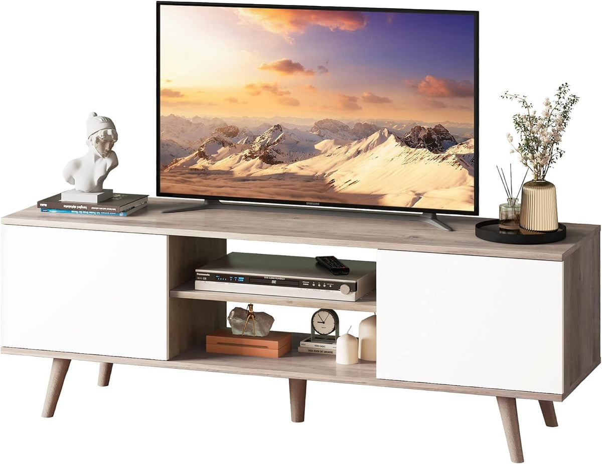 WLIVE TV Stand for 55 60 inch TV, Mid Century Modern TV Console, Entertainment Center with Storage for Living Room, Retro Brown - Grand Goldman