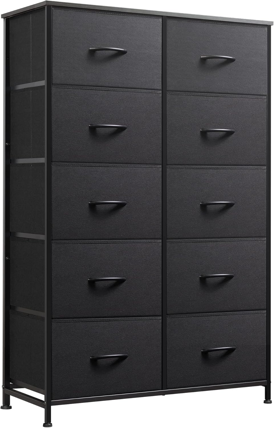 WLIVE Tall Black Dresser for Bedroom with 10 Drawers, Chest of Drawers, Dressers Bedroom Furniture, Storage Organizer Unit with Fabric Bins for Closet, Hallway, Living Room, Entryway - Grand Goldman