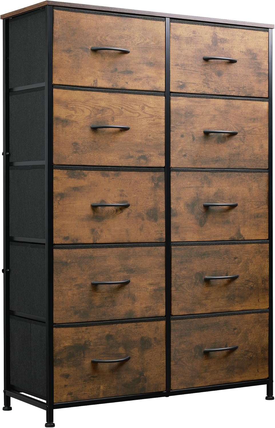 WLIVE Tall Black Dresser for Bedroom with 10 Drawers, Chest of Drawers, Dressers Bedroom Furniture, Storage Organizer Unit with Fabric Bins for Closet, Hallway, Living Room, Entryway - Grand Goldman