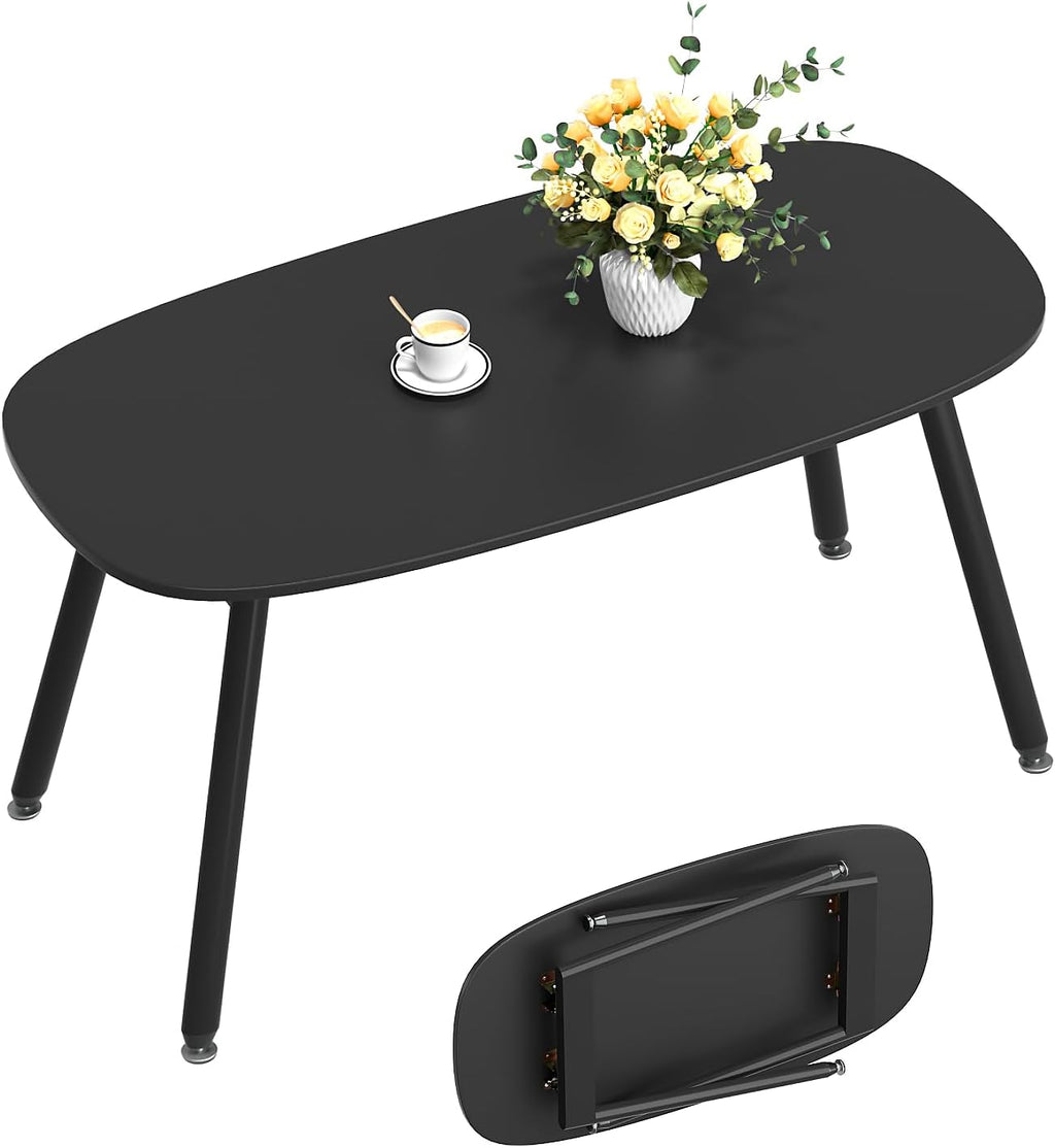 WOHOMO Folding Coffee Table Rustic Small Coffee Tables for Living Room Farmhouse Portable Table for Small Spaces Rectangular Mid Century Coffee Table, No Assembly 31.5 * 15.7 * 17.7IN, Walnut - Grand Goldman