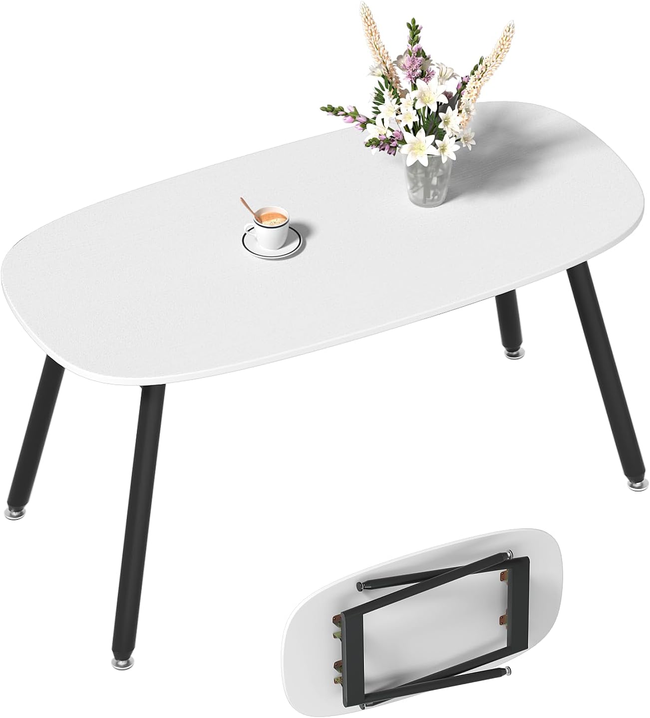 WOHOMO Folding Coffee Table Rustic Small Coffee Tables for Living Room Farmhouse Portable Table for Small Spaces Rectangular Mid Century Coffee Table, No Assembly 31.5 * 15.7 * 17.7IN, Walnut - Grand Goldman