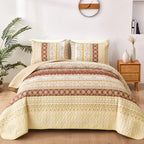 WONGS BEDDING Boho Queen Quilt Set, Blue Purple Bohemian Queen Quilt Bedding Set, Lightweight Microfiber Bed Decor Bedspread for All Season 96"x90"(3 Pieces) - Grand Goldman