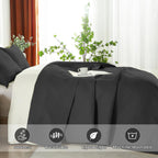 WURUIBO Black Full/Queen Quilt Bedding Set, 3 Pieces Lightweight Bedspreads with Pillow Shams, Microfiber Modern Thin Coverlet, Summer Quilted Comforter for All Season (1 Quilt, 2 Shams) - Grand Goldman