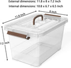 WYT 6-Pack Clear 7 Quart Storage Latch Box/Bins, Plastic Stackable Latching Box with Brown Handle and Lid, Multi-Purpose, 7 Litre - Grand Goldman