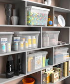WYT 6-Pack Clear 7 Quart Storage Latch Box/Bins, Plastic Stackable Latching Box with Brown Handle and Lid, Multi-Purpose, 7 Litre - Grand Goldman