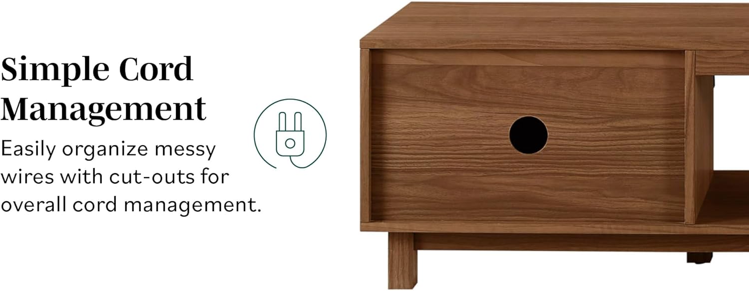 Walker Edison Walton Modern Fluted-Door Low Stand for TVs up to 80 Inches, 70 x 15.75 x 16 inches, Mocha - Grand Goldman