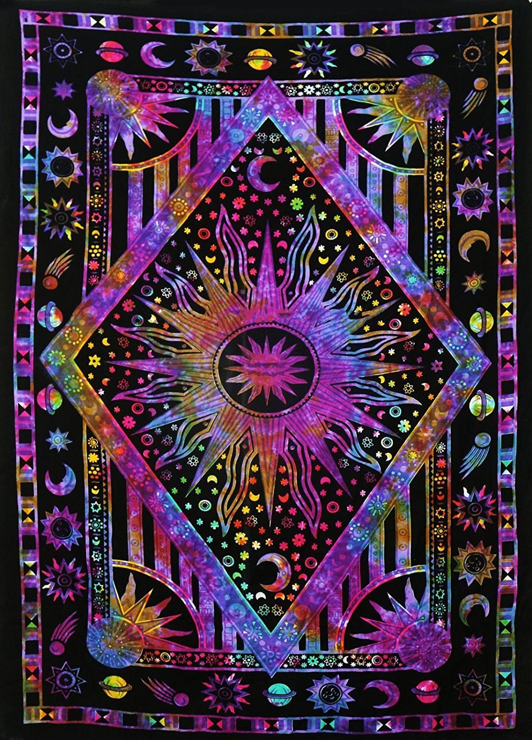 Wall-mounted sun moon tapestry psychedelic tapestry bohemian wall-mounted dormitory beach single - Grand Goldman