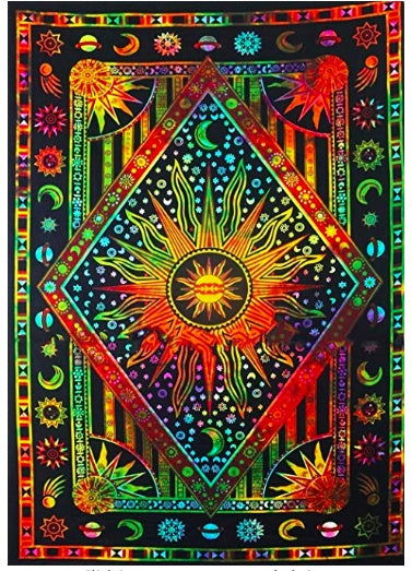 Wall-mounted sun moon tapestry psychedelic tapestry bohemian wall-mounted dormitory beach single - Grand Goldman