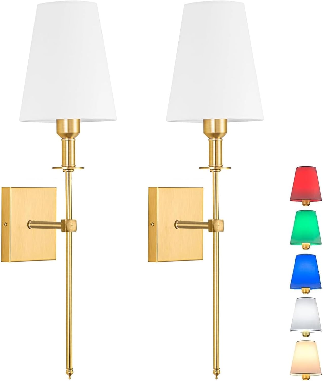 Wall Lights Battery Operated Wall Sconces Set Of 2，Indoor not Hardwired Fabric Shade Fixtures,Rechargeable Wireless Wall Sconces With Dimmable Remote Control,for Bedroom,Farmhouse ( Color : Gold ) - Grand Goldman