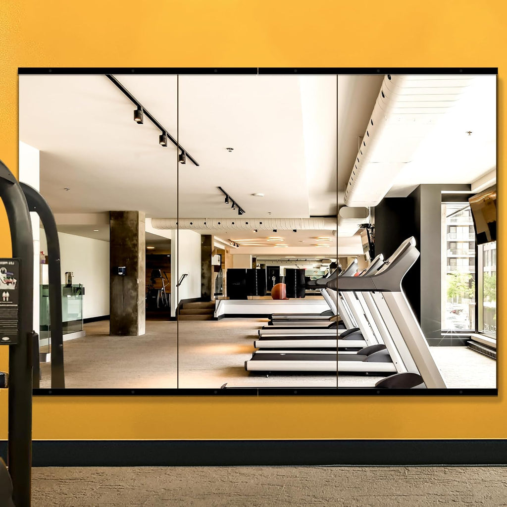 Wall Mirror Full Length Mirror for Wall,Home Gym Mirror 14''x12'' x 12PCS, Glass Frameless Body Mirror Wall-Mounted for Gym, Bedroom, Living Room, Over The Door - Grand Goldman