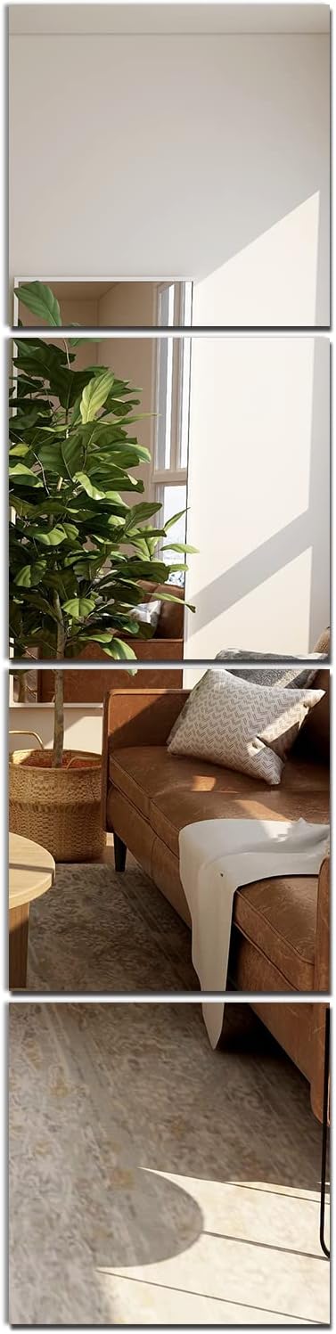 Wall Mirror Full Length Mirror for Wall,Home Gym Mirror 14''x12'' x 12PCS, Glass Frameless Body Mirror Wall-Mounted for Gym, Bedroom, Living Room, Over The Door - Grand Goldman