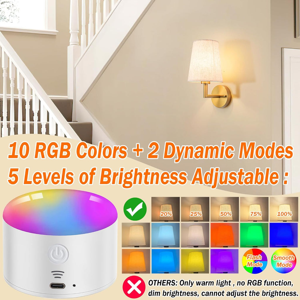 Wall Sconce Battery Operated Wall Light Fixure with Remote Control, Dimmable Battery Operated Wall Sconces Set Of Two, Indoor Wireless Wall Mounted Lamp with Rechargable Bulb For Bedroom Living Room ( - Grand Goldman