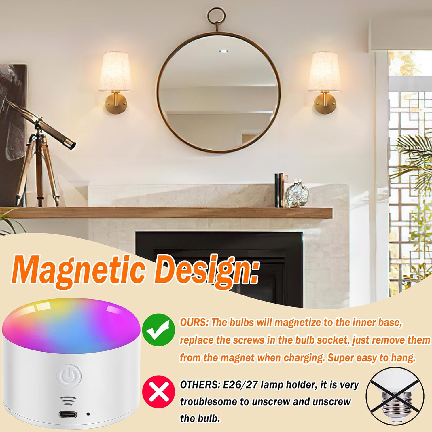 Wall Sconce Battery Operated Wall Light Fixure with Remote Control, Dimmable Battery Operated Wall Sconces Set Of Two, Indoor Wireless Wall Mounted Lamp with Rechargable Bulb For Bedroom Living Room ( - Grand Goldman