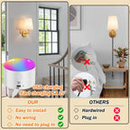 Wall Sconce Battery Operated Wall Light Fixure with Remote Control, Dimmable Battery Operated Wall Sconces Set Of Two, Indoor Wireless Wall Mounted Lamp with Rechargable Bulb For Bedroom Living Room ( - Grand Goldman