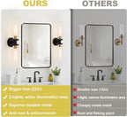 Wall Sconces Set of Two, Black and Gold Bathroom Sconces Wall Lighting with Clear Glass, Modern Sconces Wall Decor Set of 2 Wall Light fixtures for Bathroom Mirror Living Room Hallway Bedroom - Grand Goldman