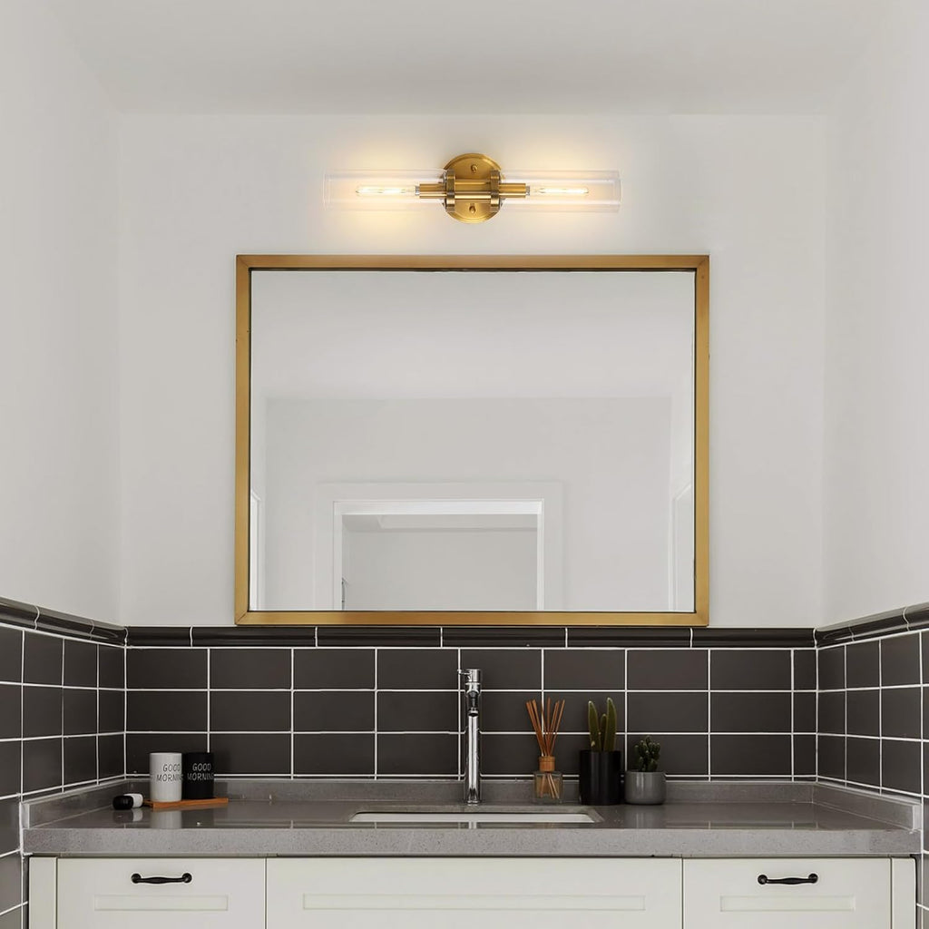 Wall Sconces Set of Two Brushed Brass Gold 🔥🔥🔥 Sconces Wall Lighting with Clear Glass Wall Lamp Modern Wall Sconce Wall Light Fixtures Sconces Wall Decor Set of 2 Wall scones, Wall Lights Set of 2 - Grand Goldman