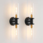 Wall Sconces Set of Two Brushed Brass Gold 🔥🔥🔥 Sconces Wall Lighting with Clear Glass Wall Lamp Modern Wall Sconce Wall Light Fixtures Sconces Wall Decor Set of 2 Wall scones, Wall Lights Set of 2 - Grand Goldman