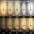 Wall Sconces Set of Two with Remote, Stepless Colors 3000K-6500K & Stepless Dimming, Hardwire or Plug-in, 180° Rotate, LED Black Plug in Wall Sconces with Timer & Night Light, 23.6 Inches - Grand Goldman