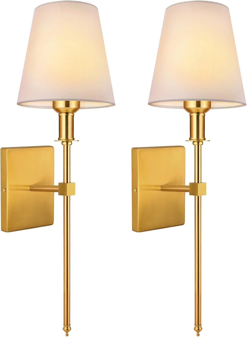 Wall Sconces Sets of 2, Bathroom Vanity Sconces Wall Lighting with White Fabric Shades, Retro Industrial Wall Lamps, Wall Lights Suitable for Bedroom Living Room Kitchen - Grand Goldman