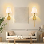 Wall Sconces Sets of 2, Bathroom Vanity Sconces Wall Lighting with White Fabric Shades, Retro Industrial Wall Lamps, Wall Lights Suitable for Bedroom Living Room Kitchen - Grand Goldman