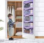 Weekly Kids Clothes Organizer Day of Week School Clothing Storage Monday to Friday Hanging Closet Organizer (Purple) - Grand Goldman